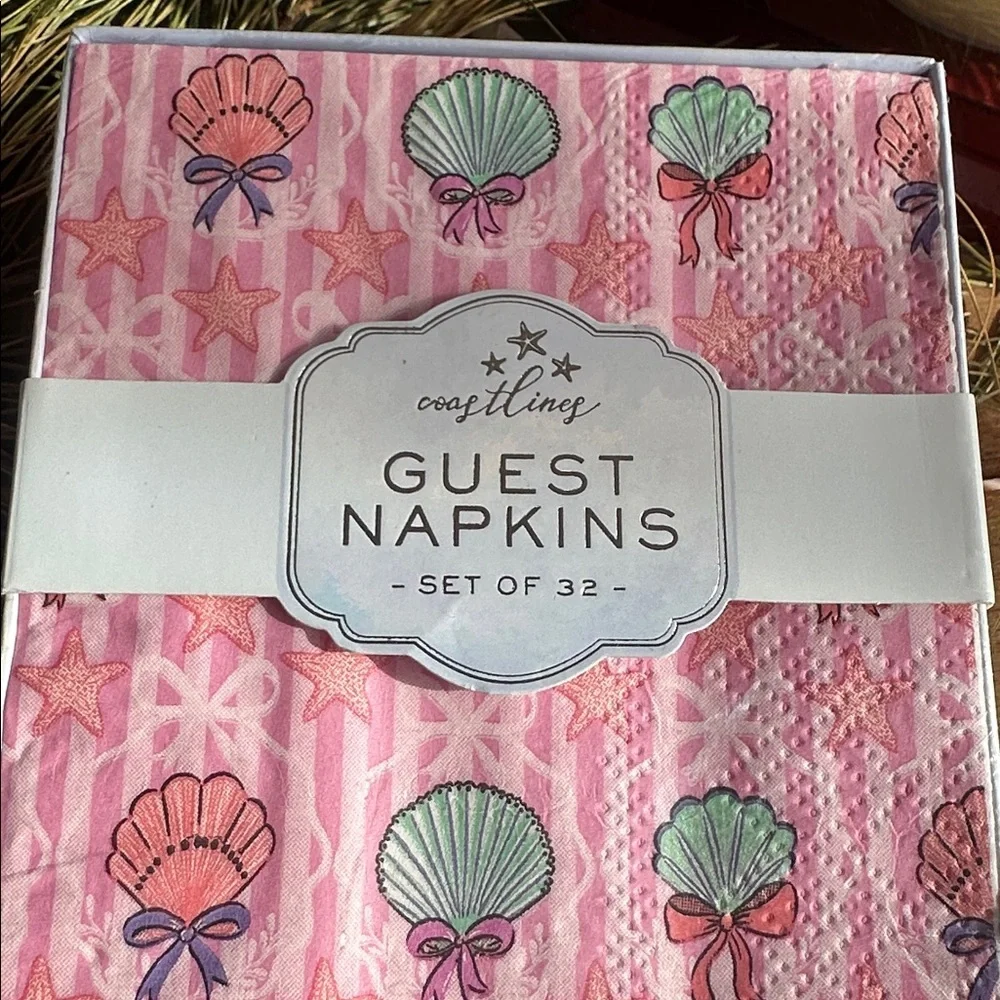 Coastlines pink shell guest bathroom napkins set of 32